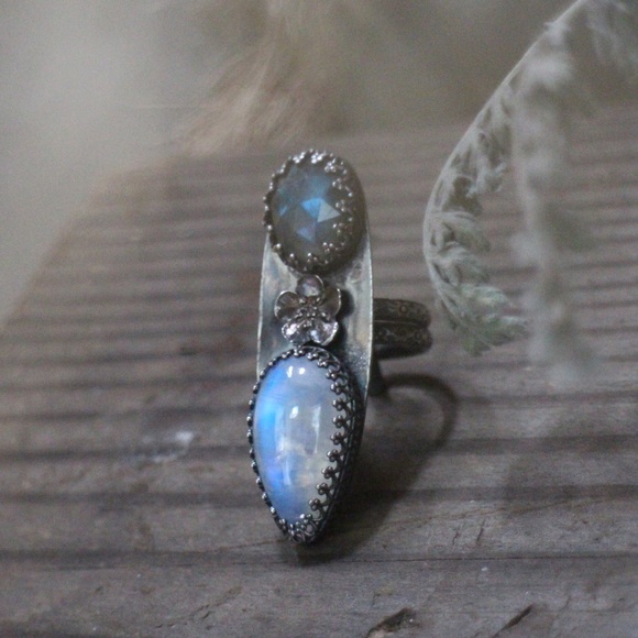 Spell Jewelry - 🌸Labradorite Moonstone Flower Boho Nature Ring